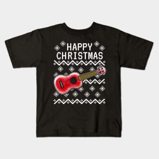 Ukulele Ugly Christmas Ukulelist Musician Xmas 2022 Kids T-Shirt